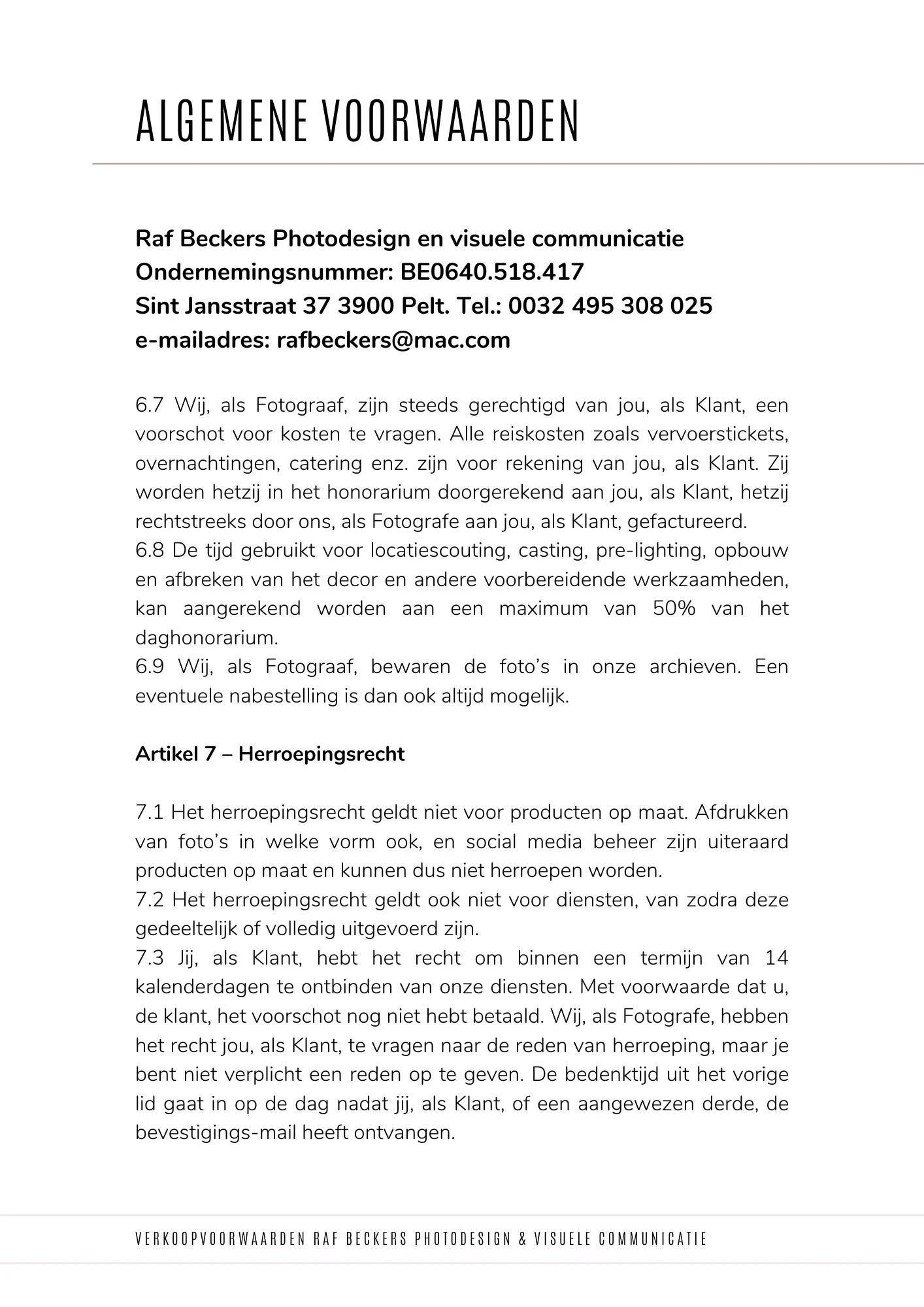 Fotografie Raf Beckers