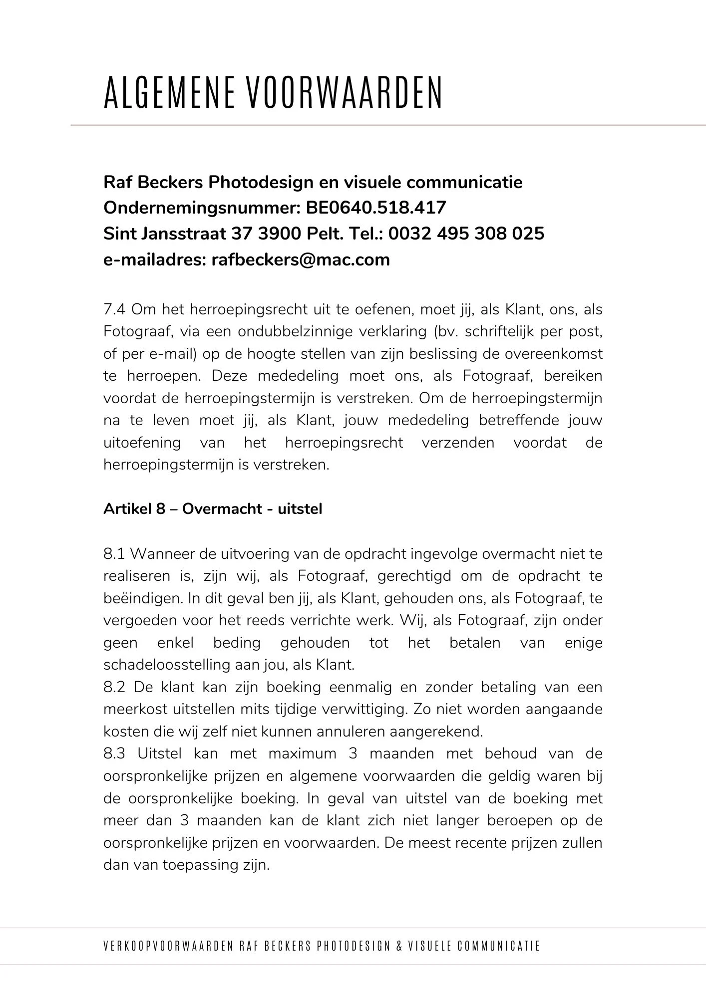 Fotografie Raf Beckers
