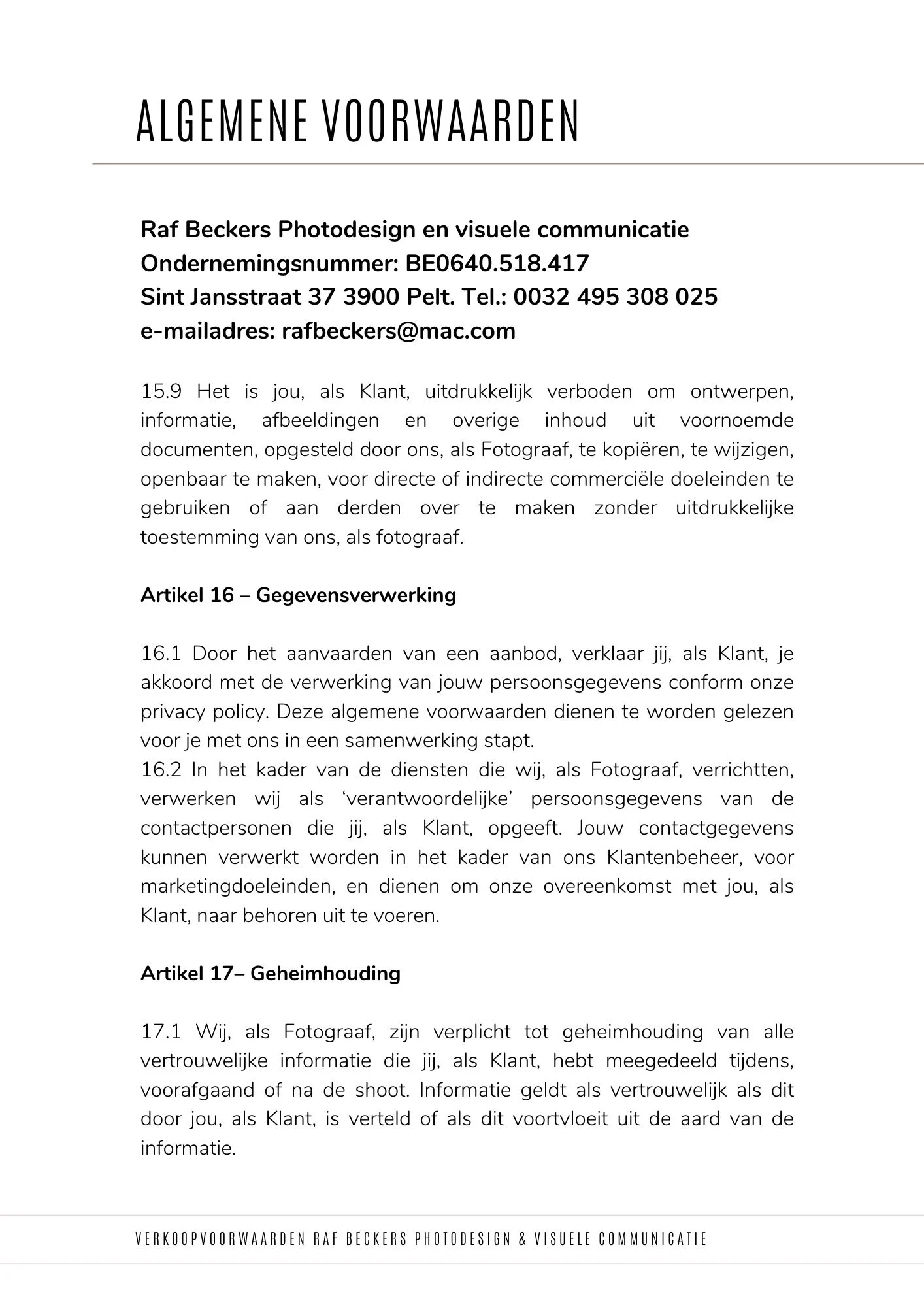 Fotografie Raf Beckers
